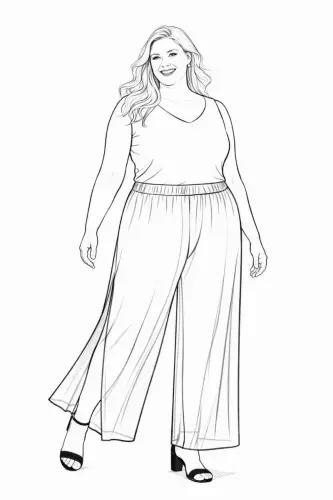 Büyük Beden Geniş Paçası Dökümlü Yırtmaçlı Abiye Pantolon ND4023 - 3