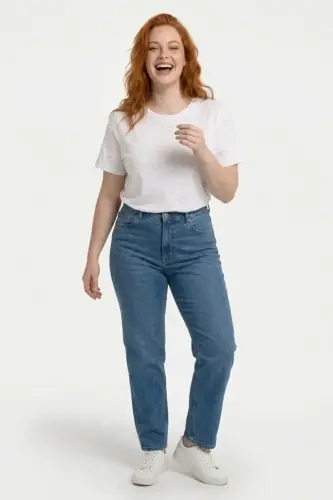 Büyük Beden İncili Kalp Detaylı Basic T Shirt - 2