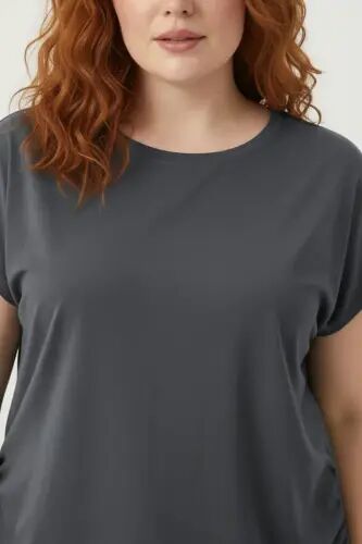 Büyük Beden Japone Kol Büzgülü T-shirt - Büyükbedeniz (1)