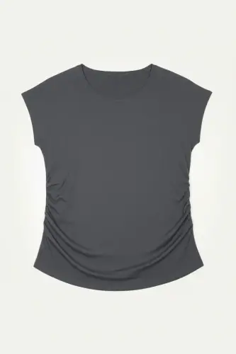 Büyük Beden Japone Kol Büzgülü T-shirt - 6