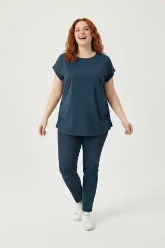 Büyük Beden Japone Kol Büzgülü T-shirt - 1