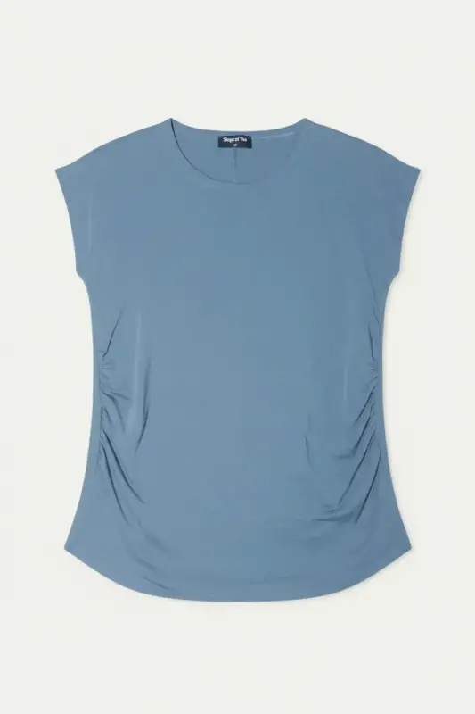 Büyük Beden Japone Kol Yanlardan Büzgülü T-shirt - 6