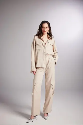 Oversize KesimJuliaGömlek Bej - Bej - 3