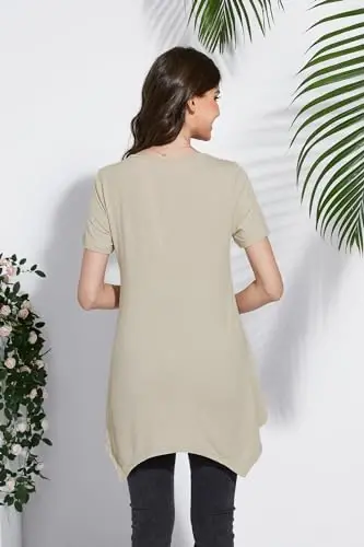 ENMAIN Tunic Tops for Women Plus Size Short Sleeve Top Loose Fit Dressy Casual Swing Summer Tunics Tops to Wear with Leggings - 5