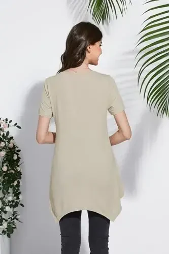 ENMAIN Tunic Tops for Women Plus Size Short Sleeve Top Loose Fit Dressy Casual Swing Summer Tunics Tops to Wear with Leggings - 5
