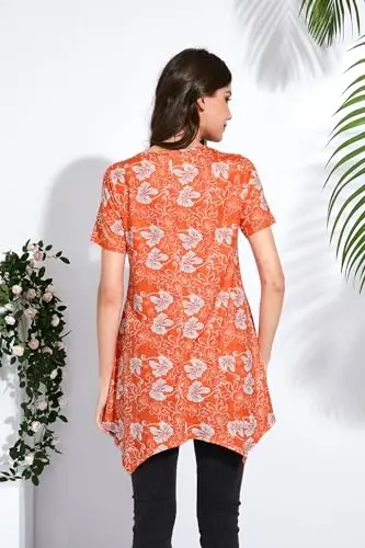 ENMAIN Tunic Tops for Women Plus Size Short Sleeve Top Loose Fit Dressy Casual Swing Summer Tunics Tops to Wear with Leggings - 5