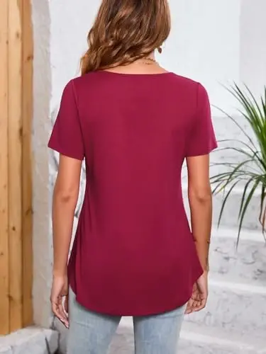 ENMAIN Tunic Tops for Women Plus Size Short Sleeve Top Loose Fit Dressy Casual Swing Summer Tunics Tops to Wear with Leggings - 5