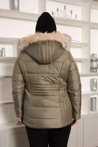 Büyük Beden Kapitone Şişme Mont Astarlı Çağla Yeşili - 5