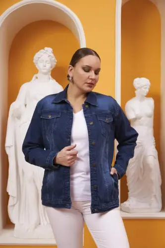 Büyük Beden Kim Mavi Kot Ceket - BÜYÜKBEDENIZ (1)