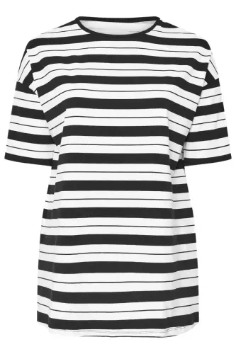 Büyük Beden Kısa Kollu Çizgili T-shirt - 6