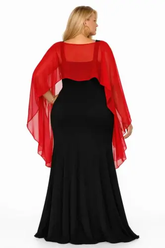 Büyük Beden Kolsuz Abiye İçin Pelerin Bolero – Omuz Kapatıcı Davet ve Düğün Üstü (62 Bedene Kadar) ND4035 - BÜYÜKBEDENIZ (1)