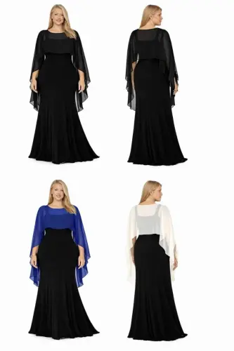 Büyük Beden Kolsuz Abiye İçin Pelerin Bolero – Omuz Kapatıcı Davet ve Düğün Üstü (62 Bedene Kadar) ND4035 - 3