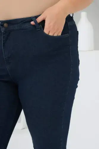 Büyük Beden Kot Pantolon Koyu Lacivert - 3