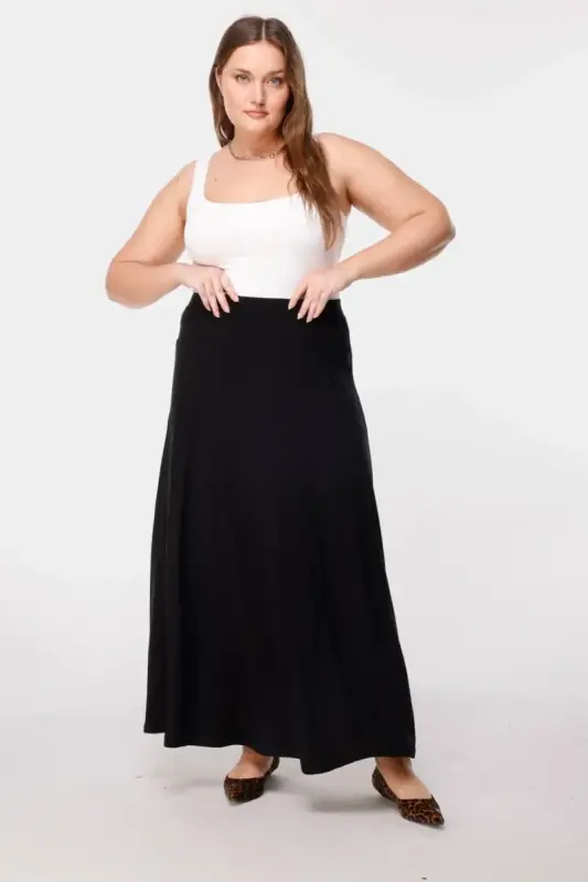 Büyük Beden Maxi Jersey Esnek Etek - 3