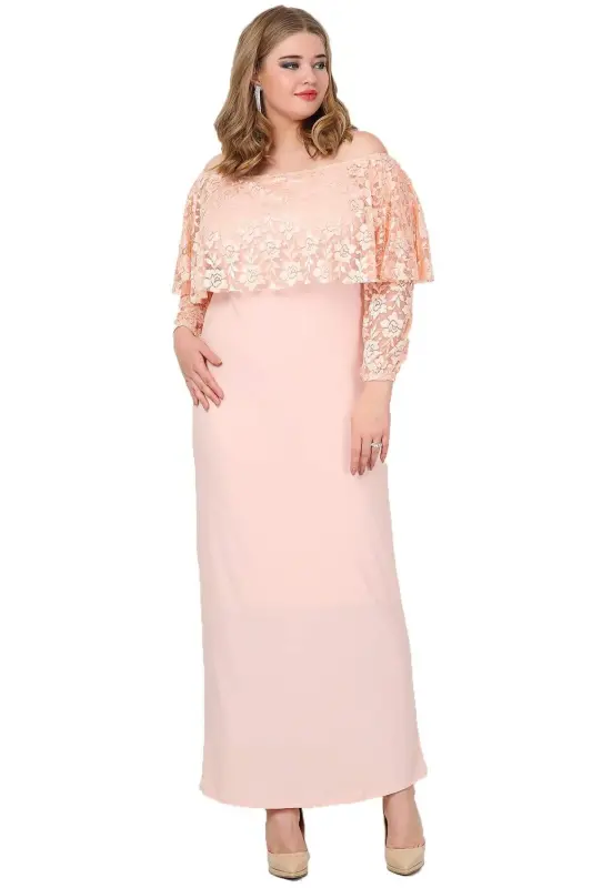 Büyük Beden Omzu Açık Uzun Abiye Elbise KL779U - 1