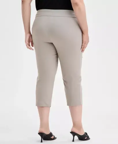 Plus Size Mid-Rise Pull-On Capri Pants, Created for Modazone - Summer Straw - 2