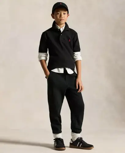 8-20 Boys' Cotton Mesh Logo Polo Shirt - Polo Black - 2