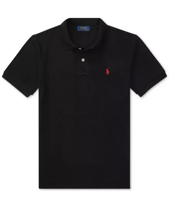 8-20 Boys' Cotton Mesh Logo Polo Shirt - Polo Black - 4