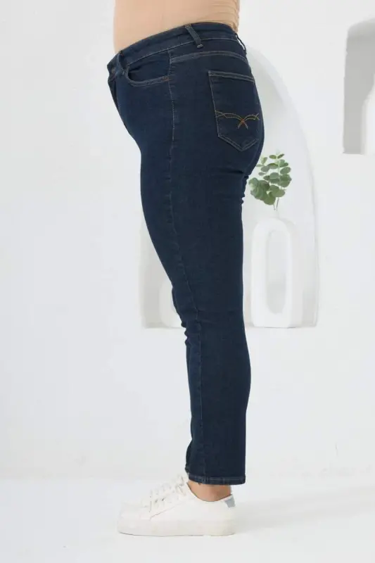 Büyük Beden Pantolon Koyu Lacivert - 2
