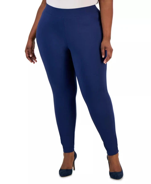 Plus Size Skinny Pull-On Ponte Pants, Created for Modazone - Indigo Sea 