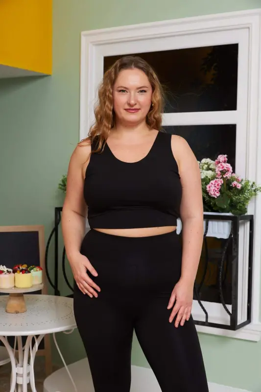 Büyük Beden Comfortlux Crop Siyah - 8