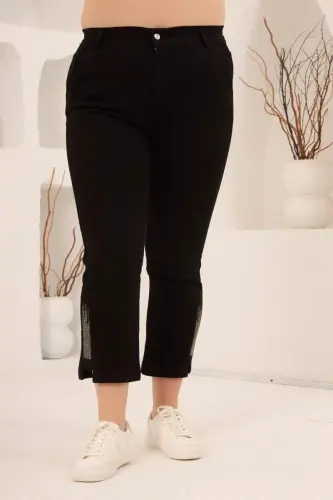 Büyük Beden Taş Detay Denim Pantolon Siyah - BÜYÜKBEDENIZ (1)