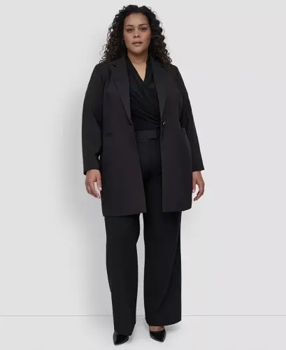 Plus Size One-Button Blazer - Black - 1