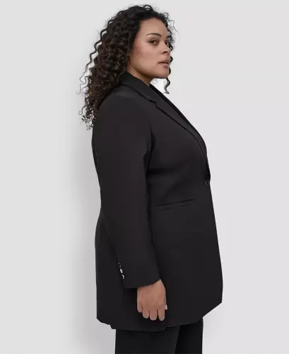 Plus Size One-Button Blazer - Black - 4