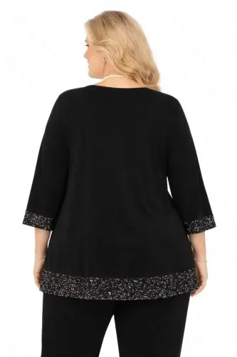 Büyük Beden V Yaka Payet Detaylı Uzun Abiye Tunik – Şık Davet ve Özel Gün Tuniği (40-62 Beden) ND4036 - BÜYÜKBEDENIZ (1)