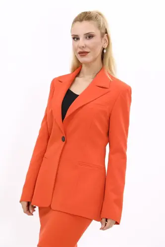 Büyük Beden - Yakalı Klasik Ceket-Turuncu-Turuncu - ÖNDER ÖZSOY (1)