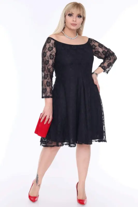 Büyük Beden Yakası Komple İç Lastikli Abiye Mezuniyet Elbisesi PNR8400 - 4