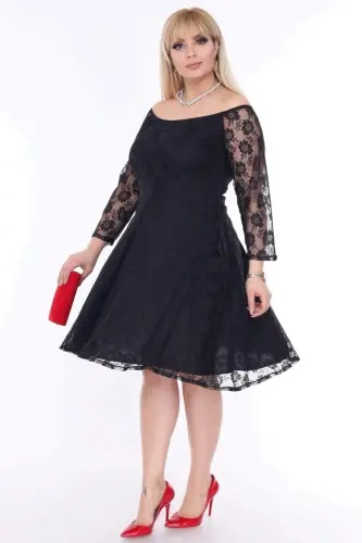 Büyük Beden Yakası Komple İç Lastikli Abiye Mezuniyet Elbisesi PNR8400 - 5