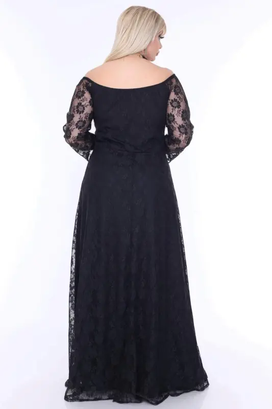 Büyük Beden Yakası Komple İç Lastikli Abiye PNR8400U - 5