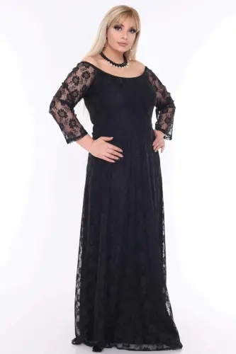 Büyük Beden Yakası Komple İç Lastikli Abiye PNR8400U - 4