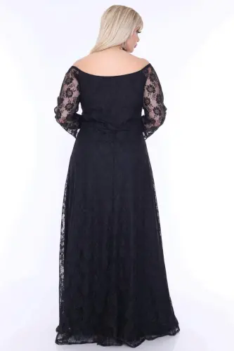 Büyük Beden Yakası Komple İç Lastikli Abiye PNR8400U - 5