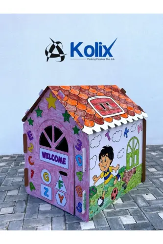 Büyük Boy Xxl Karton Boyama Evi Eğitici Ve Öğretici Oyun Evi Oyun Çadırı - 3
