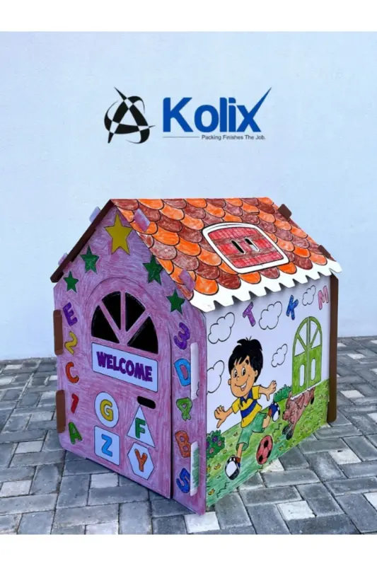 Büyük Boy Xxl Karton Boyama Evi Eğitici Ve Öğretici Oyun Evi Oyun Çadırı - 3