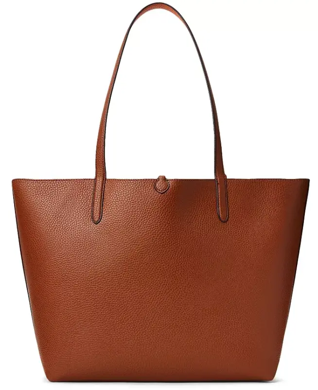 Faux-Leather Large Reversible Tote Bag - Lauren Tan/Orange/Gold - 4