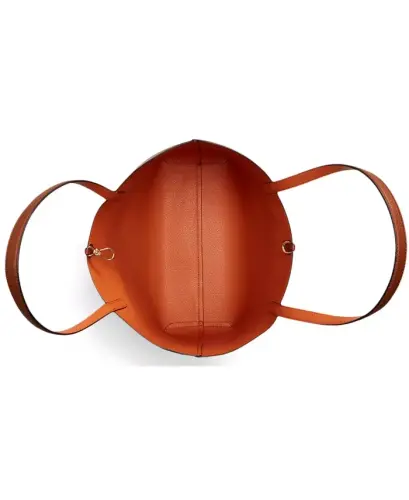 Faux-Leather Large Reversible Tote Bag - Lauren Tan/Orange/Gold - 5