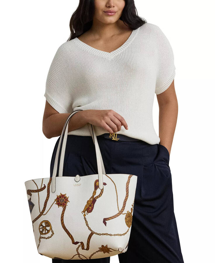 Büyük Çift Taraflı Tote Çanta Soft White/Officer Blt/Cream - 3