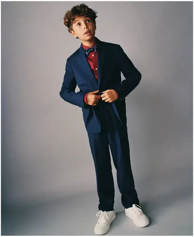 Boys' 8-20 Stretch Sharkskin Suit Pants - Navy - 4