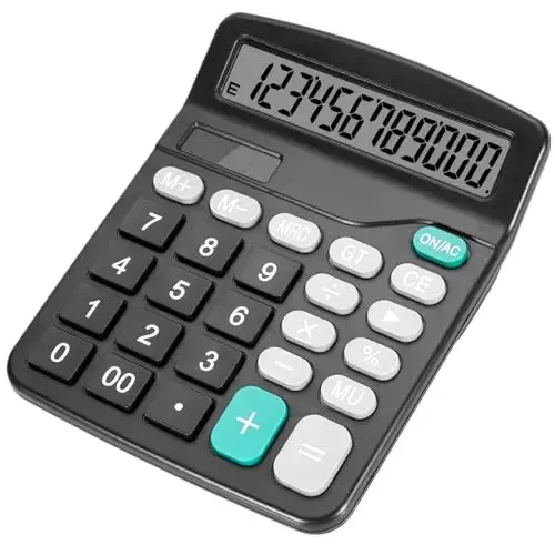 DANRONG Desktop Calculator with Big Buttons, Dual Power Source, Solar and Battery, Large Display Screen - Perfect for Office, Teachers, and Students (Black) - 1
