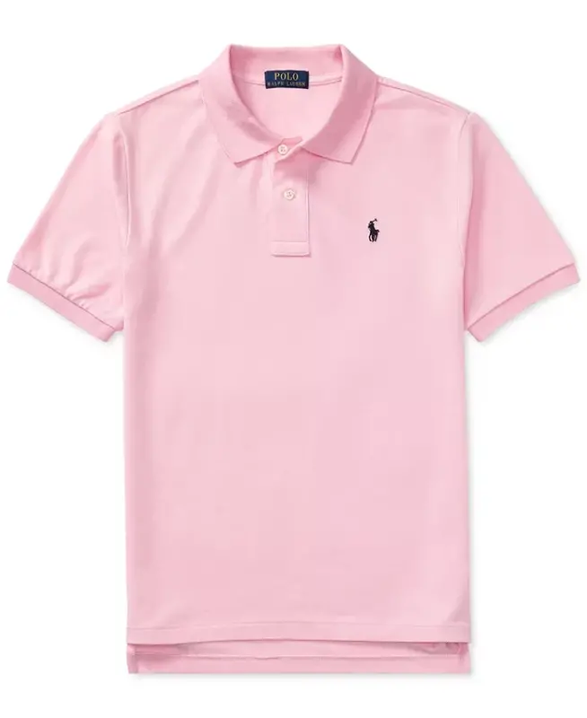 8-20 Boys' Cotton Mesh Logo Polo Shirt - Carmel Pink - 4