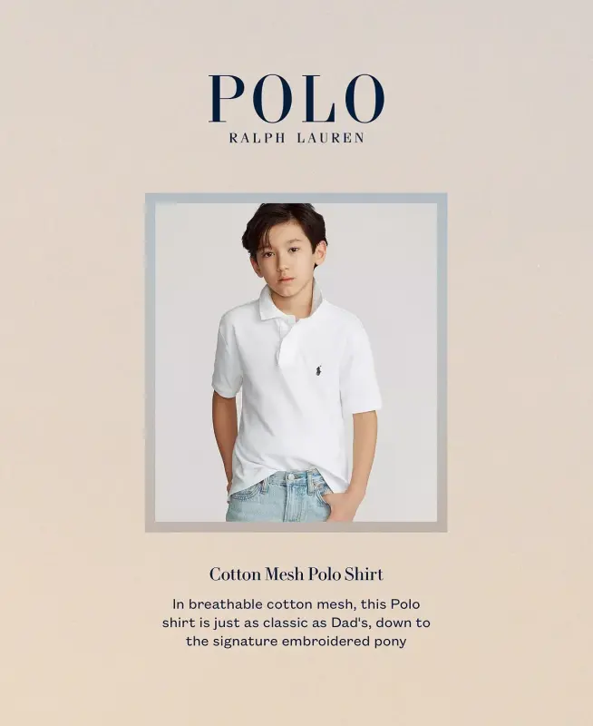 8-20 Boys' Cotton Mesh Logo Polo Shirt - White - 9