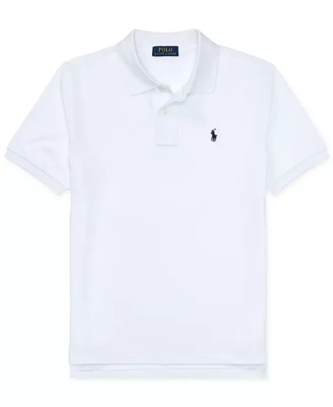 8-20 Boys' Cotton Mesh Logo Polo Shirt - White - 7