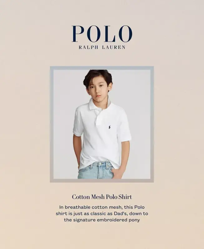 8-20 Boys' Cotton Mesh Logo Polo Shirt - White - 9