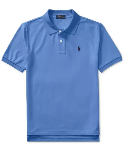 8-20 Boys' Cotton Mesh Logo Polo Shirt - Scottsdale Blue - 4