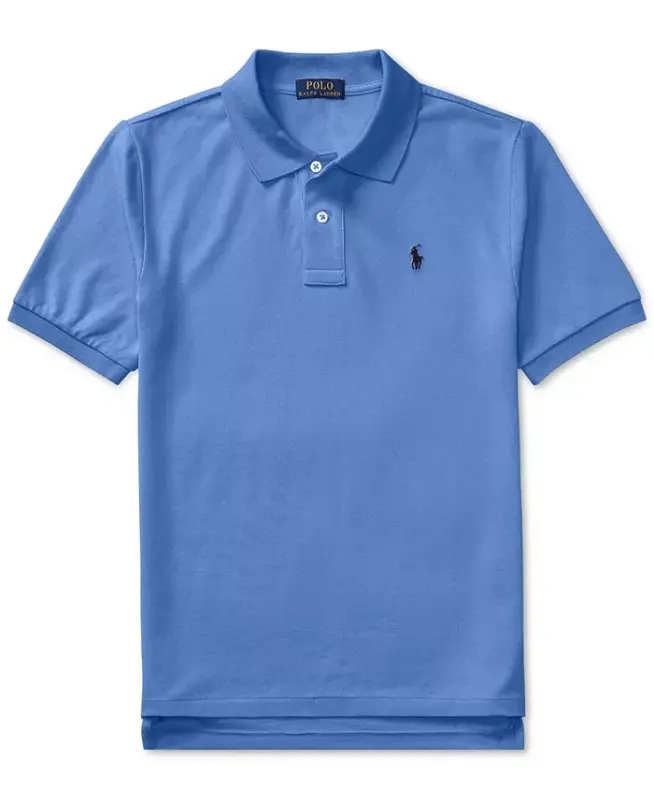 8-20 Boys' Cotton Mesh Logo Polo Shirt - Scottsdale Blue - 4