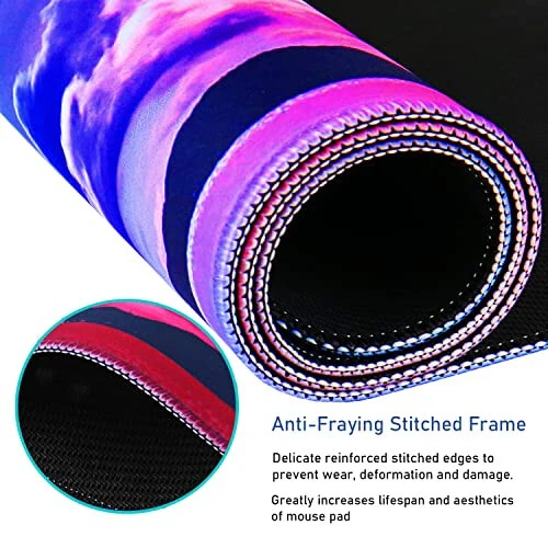 Large Mouse Pad, Gaming Mousepad, 31.5x15.7x0.12 in Extended Mouse Mat Non-Slip Spill-Resistant Desk Pad with Special-Textured Surface, Anti-Fray Stitched Edges for Esports Pros/Office/Home - MODAZONE (1)