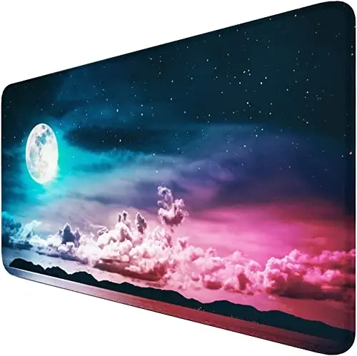 Large Mouse Pad, Gaming Mousepad, 31.5x15.7x0.12 in Extended Mouse Mat Non-Slip Spill-Resistant Desk Pad with Special-Textured Surface, Anti-Fray Stitched Edges for Esports Pros/Office/Home - HSMIENK (1)
